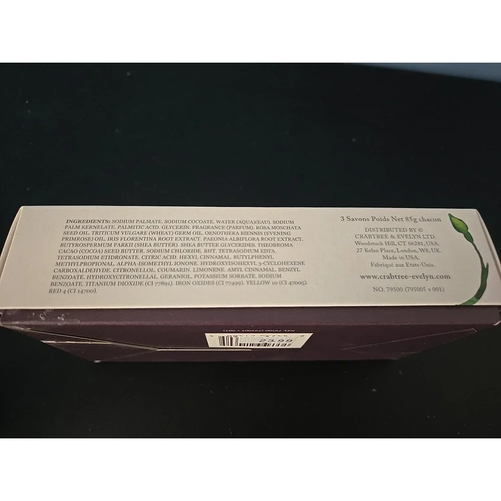 Crabtree & Evelyn IRIS Triple Milled Soap Box Set of 3 Bars Sealed Discontinued‎